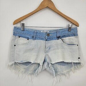 NWOT One Teaspoon Ombre Bonitas Denim Shorts Womens 29 Dip Dye Blue Cutoff